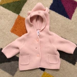 Baby Pink Knit Hoodie with Ears